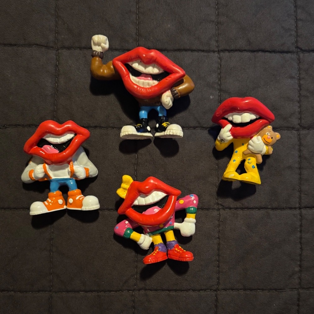 Vintage 1980s Cap Candy Lip Pop‎ PVC Figures Set of 4 Retro Novelty Collectibles
